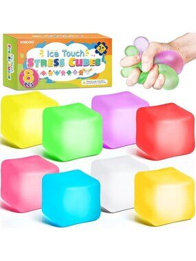 8-Pack Stress Relief Cubes, Slow Rising Stress Balls for Adults & Kids